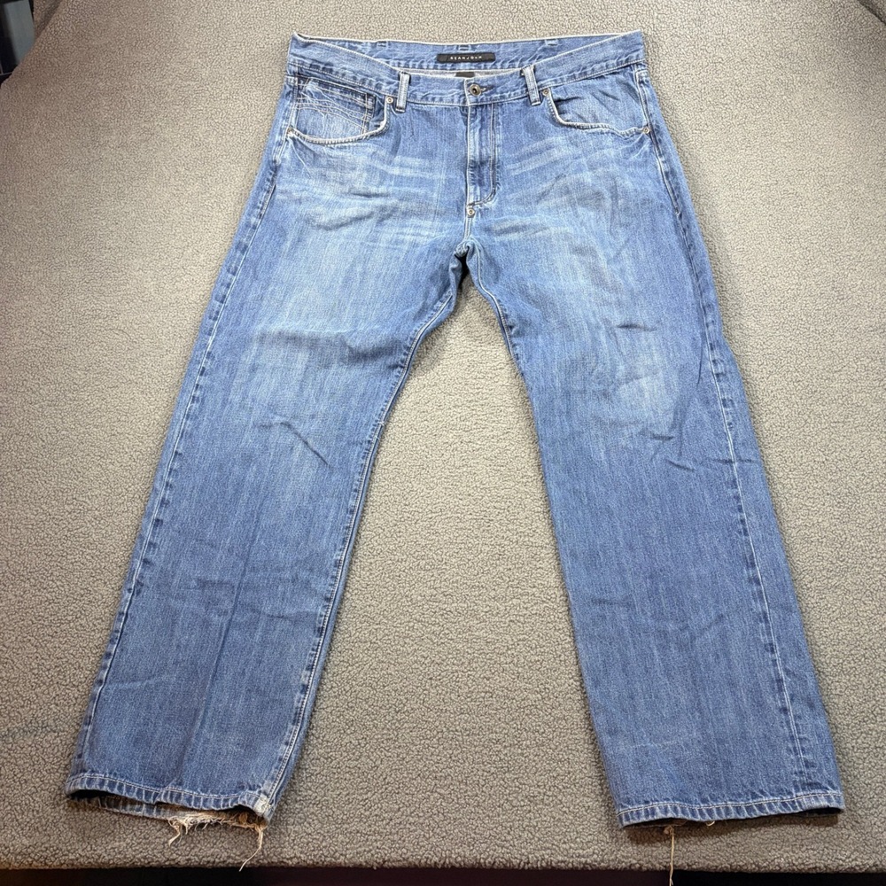 Sean John Jeans Mens 42x34 Blue Hamilton Straight Leg Baggy Distressed Denim